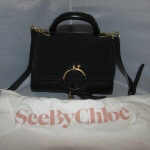 See by Chloé Joan Ladylike Black Leather & Suede Top Handle Satchel New NO Tags